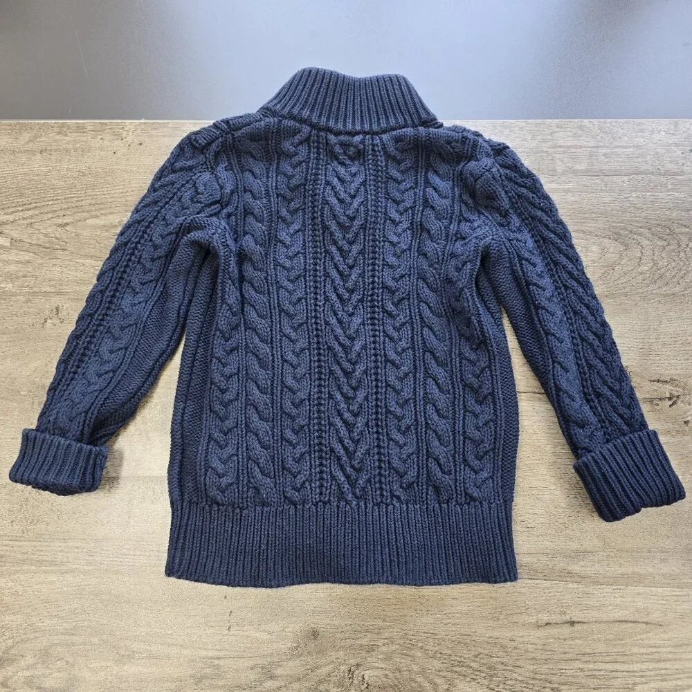 Gap Kids Cable Knit Quarter Button Sweater Kids Boys Size XS 4-5 Navy Blue